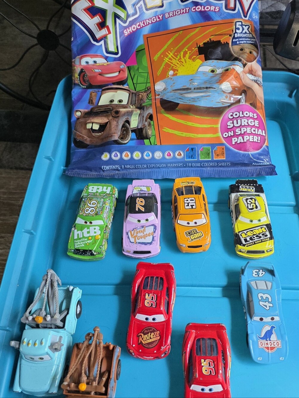 Crayola Neon Color Explosion Markers Set With Bulk Lot Of 9 Disney Pixar "CARS"